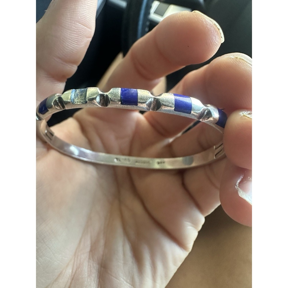Vintage Sterling Lapis Inlaid Bracelet Mexico TN-57